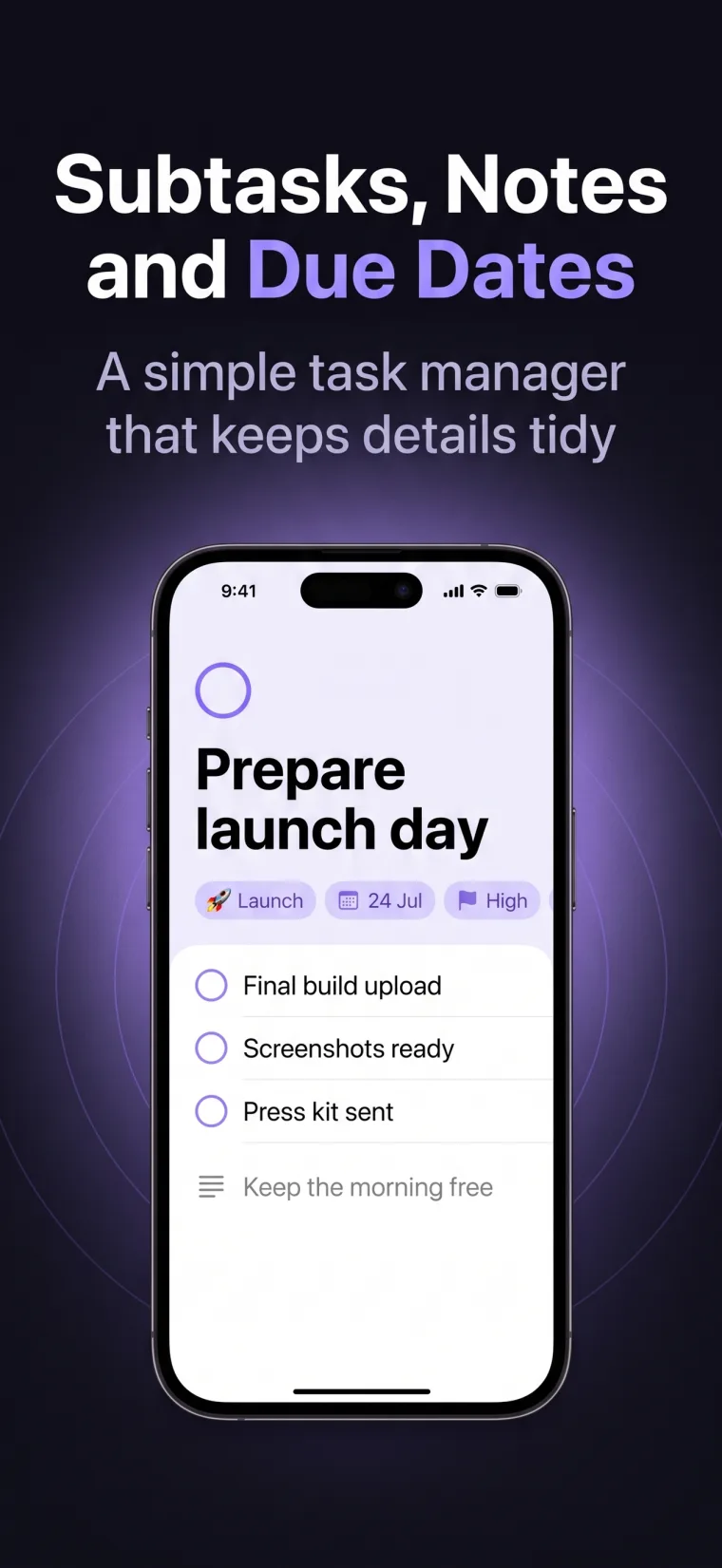 Task details, subtasks, notes, and due dates for ChatGPT workflows